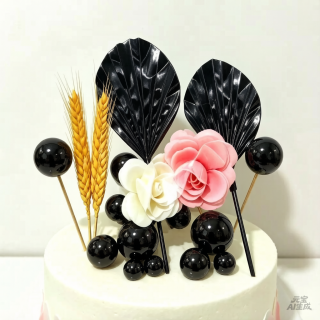 Set de topper para pastel con flores y esferas para torta 14pcs Set de topper para pastel con flores y esferas para torta 14pcs